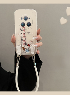 适用华为荣耀magic7pro手机壳play9t可斜挎mgaic6至臻版play5卡通KT猫play4带9c手绳3挂绳6t可爱7t凯蒂猫白色