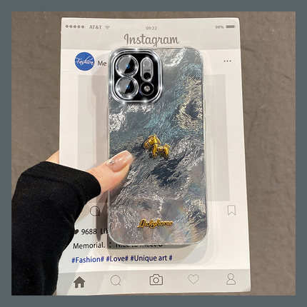 2026英文金色小马适用opporeno15手机壳reno14新年reon13pro+卡通12立体11马年10冰川纹8简约7硅胶6十oppo女p