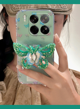 适用小米15spro手机壳14立体13ultra水钻12s绿色11青春版10蝴蝶9带civi4支架3韩系2小清新1s至尊版mi硅胶软壳