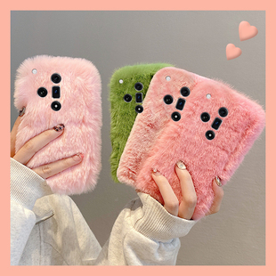 毛绒兔毛适用oppok13s手机壳k13turbopro秋冬k12plus简约k11x纯色findx8s+毛茸茸x7ultra冬天k9s保暖十oppo女