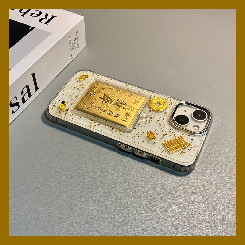 手机壳滴胶潮牌金色财运广进财库元宝算盘