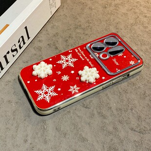 ins风2026立体雪花适用oppofindx9plus手机壳k13turbopro新年k12x红色k9s本命年findx8s 马年x7ultra十k11女p