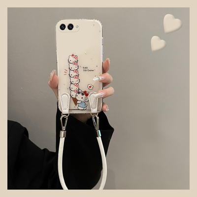 适用三星zflip7手机壳zflip7fe可斜挎zfold7卡通KT猫折叠屏带手绳galaxy挂绳可爱凯蒂猫白色网红硅胶软壳女生
