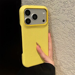 磨砂柠檬黄适用三星a91手机壳a90简约a82a70纯色a81a55荔枝纹a52s新款a05s半包a20e仿皮a10s皮纹a16十galaxy