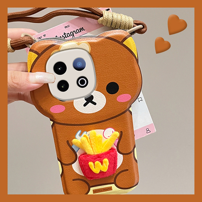 适用vivoiqoo13手机壳iqoo13pro手提iqoo12皮套11s薯条8轻松熊7立体9卡通10带iqoopro挂链5por翻盖3女vivo/5g