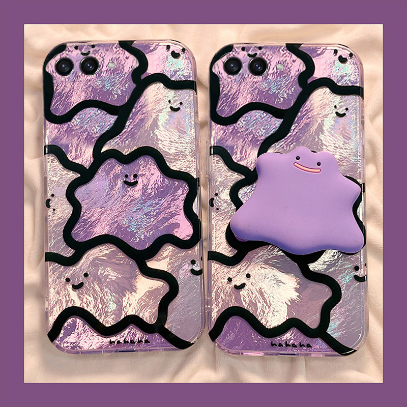 适用三星w25flip手机壳w24紫色w23小怪兽w22带支架w21可爱zfold6卡通zflip5冰川纹四趣味3折叠屏硬壳手机套女