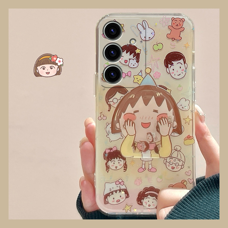 手机壳硅胶卡通动漫立体摇摇乐小丸子支架