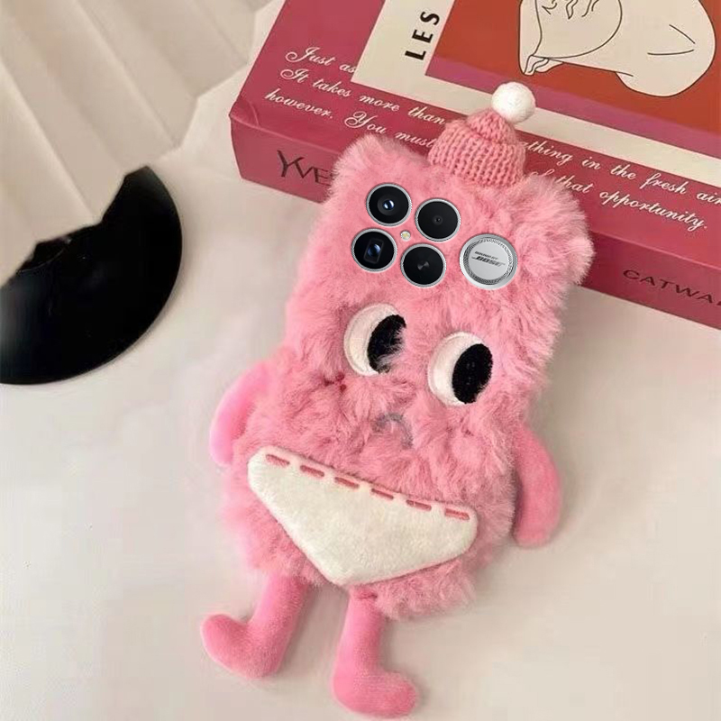 适用小米红米k80pro手机壳k60e粉色小人k50毛茸茸k40s刺绣k30i冬季12秋卡通10x毛绒绒redmik至尊版k70电竞版