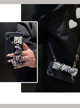 适用华为pura80手机壳p70ultra可斜挎pure70art简约p60黑色p50e立体p40pro+带p30腕带p20挂绳p10十纯色硅胶套