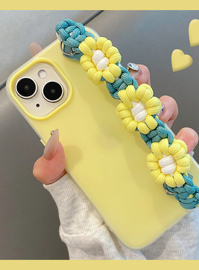 适用opporeno13pro手机壳reno12可斜挎reon11简约10pro+纯色9立体8花朵7se带挂绳6编织5k手腕带5黄色十oppo女