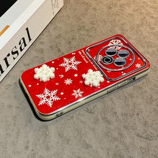 ins风2026立体雪花适用vivoy500pro手机壳y300gt新年y50m红色y100t本命年y78 马年y77e大视窗y76s硅胶十vivo