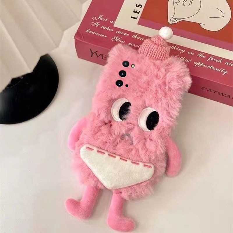 适用三星a71手机壳f52粉色小人a53毛茸茸a52毛绒绒a51冬季a90刺绣a80帽子a70s秋冬a60卡通a50软壳a8s新款a31