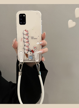 适用三星f52手机壳a53可斜挎a8s卡通KT猫a52带a71手绳a51挂绳a90可爱a80凯蒂猫a70s白色a60硅胶a50s软壳a30女