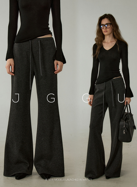 晶咕黑标JGGU【酒杯腿】高腰柔软弹力显高显瘦针织喇叭裤女秋冬