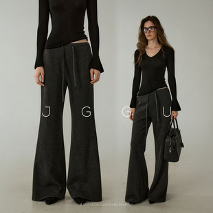 晶咕黑标JGGU【酒杯腿】高腰柔软弹力显高显瘦针织喇叭裤女秋冬