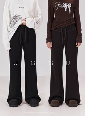 晶咕黑标JGGU P腿神器高克重针织呢面料高腰柔感弹力显瘦喇叭裤