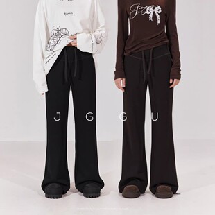 晶咕黑标JGGU P腿神器高克重针织呢面料高腰柔感弹力显瘦喇叭裤