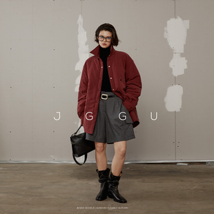 晶咕黑标JGGU女装 领极简棉服外套 全尺码 oversize秋冬高级衬衫