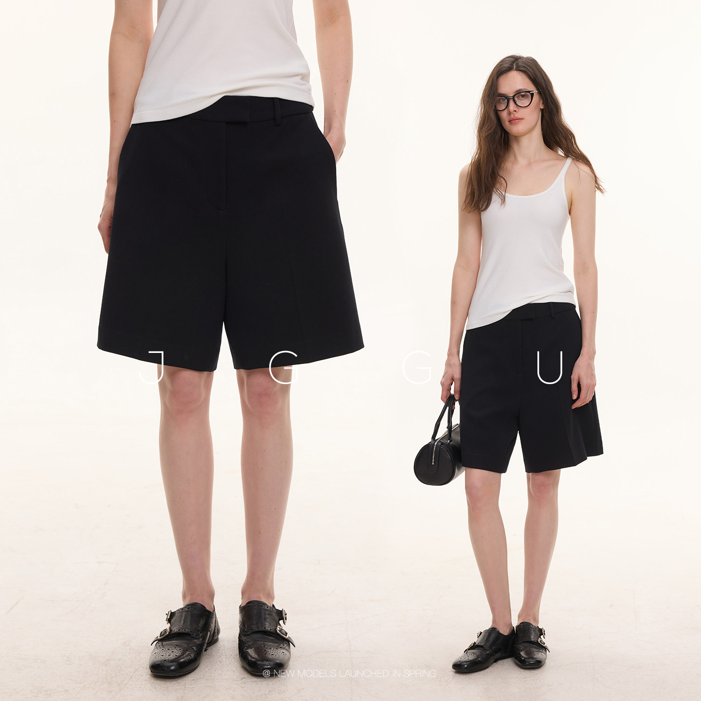 晶咕黑标JGGU【闲庭阔步】春季新款老钱感时尚气质西装五分短裤