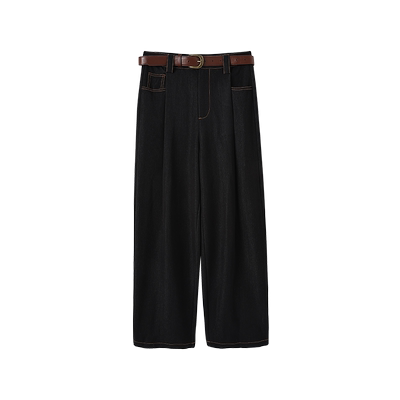 晶咕仿牛仔TR明线阔腿裤