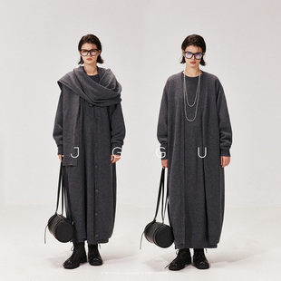 晶咕黑标JGGU羊毛＋山羊绒混纺针织开衫 外套连衣裙披肩系列套装
