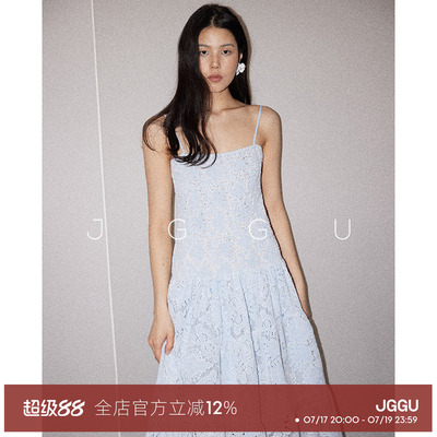 晶咕黑标JGGU【心动赴约】重工高密打揽镂空吊带连衣裙高级感裙子