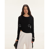 大码 晶咕黑标JGGU 比例天菜 设计感百搭莱赛尔绵羊毛T恤内搭女