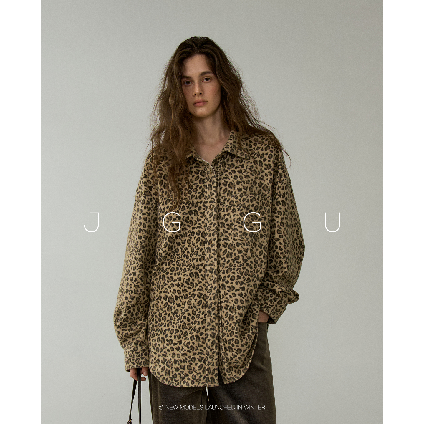 晶咕黑标JGGU【特调豹纹】磨毛豹纹面料复古摩登奶油感豹纹衬衫女