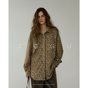 晶咕黑标JGGU【特调豹纹】磨毛豹纹面料复古摩登奶油感豹纹衬衫女