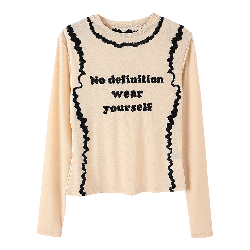 晶咕黑标JGGU女装设计感辣妹打底秋季摩登松弛自由刺绣弹力皮肤衣