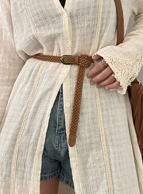 编织腰带女生新款配饰简约休闲百搭学生皮带韩版牛仔裤带潮高级感