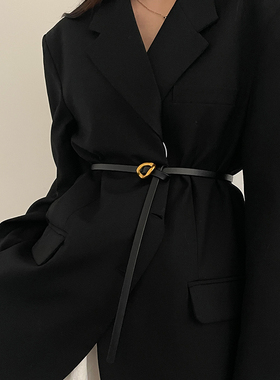 细腰带女装饰配裙子真皮黑色皮带女士2025新款百搭时尚免打孔韩版