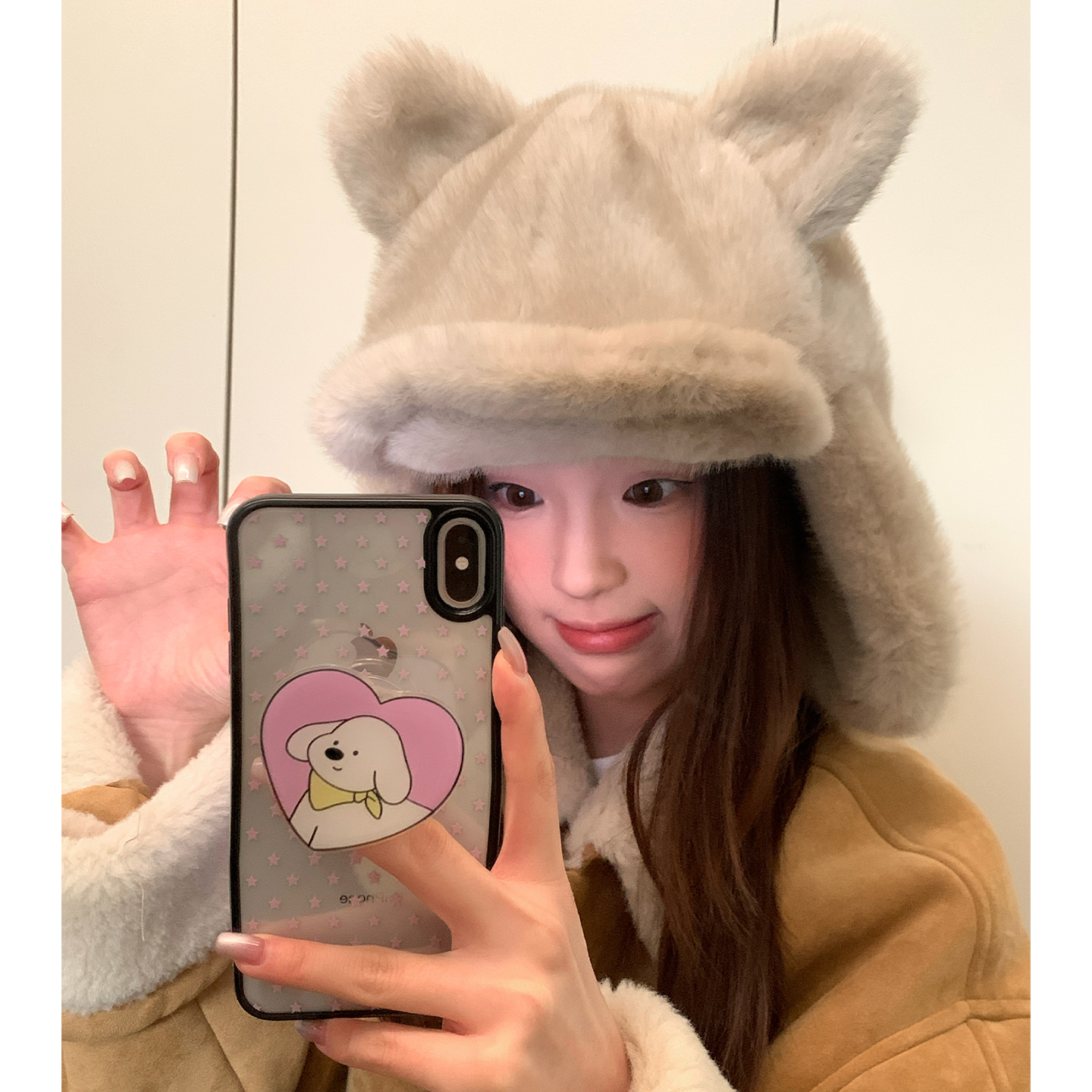 冬季小熊毛绒显脸小雷锋帽