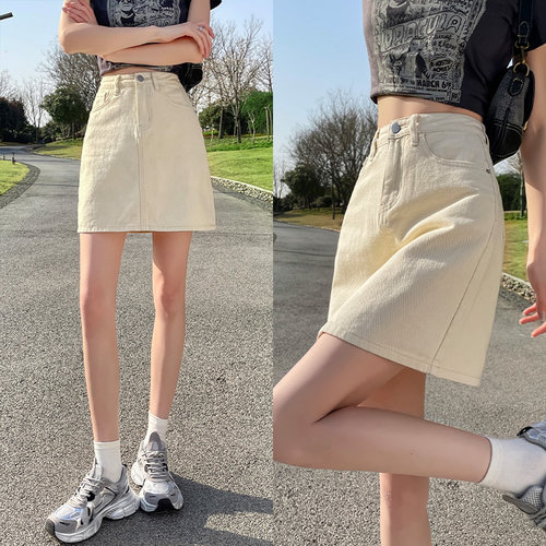 高品质牛仔短裙有内衬防走光