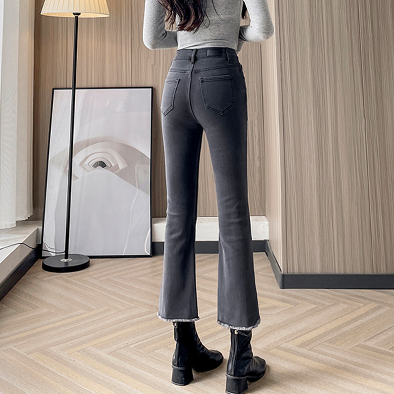 赠送运费险微喇牛仔裤女高腰