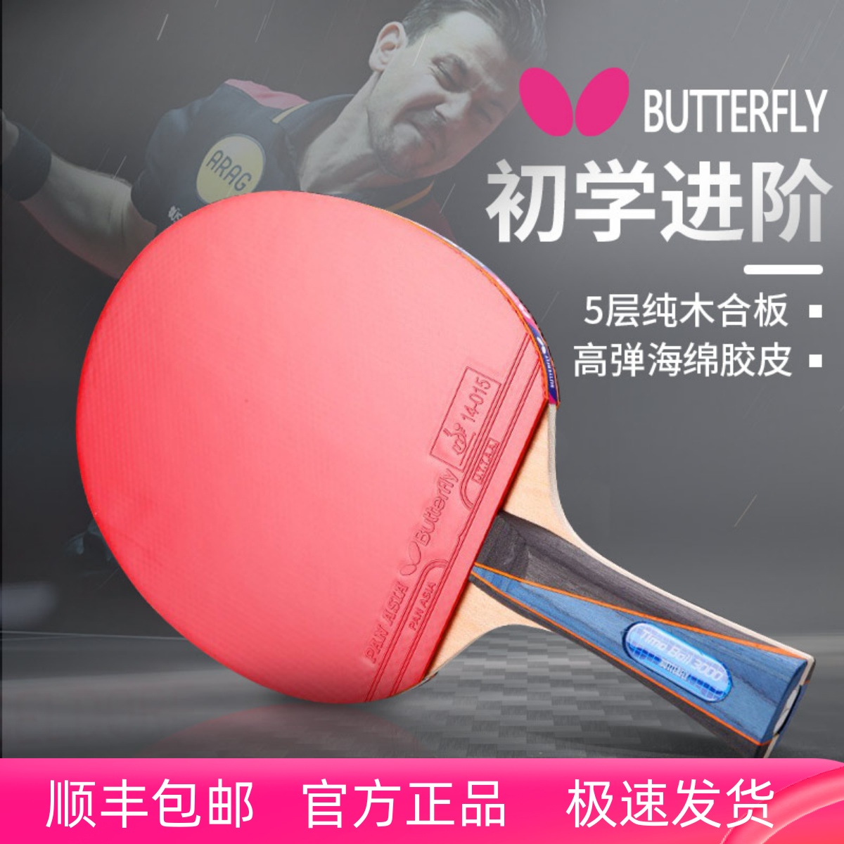 蝴蝶乒乓球拍波尔明星款