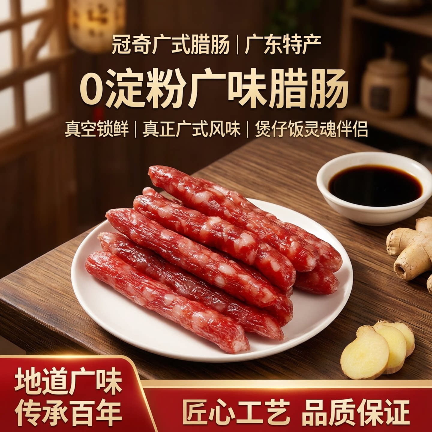 正宗广式腊肠纯猪肉手工制作传统工艺广味腊肠甜味广东特产煲仔饭