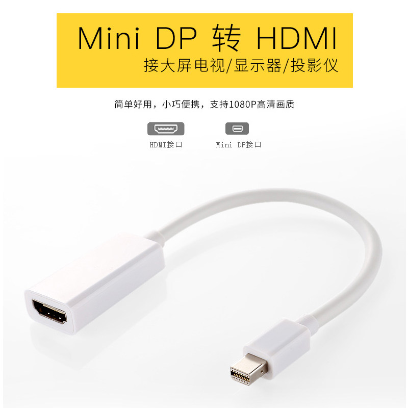 适用苹果笔记本电脑Mini Displayport转HDMI转接线MAC高清接口4K转换器dp投影仪外接显示屏接电视微软