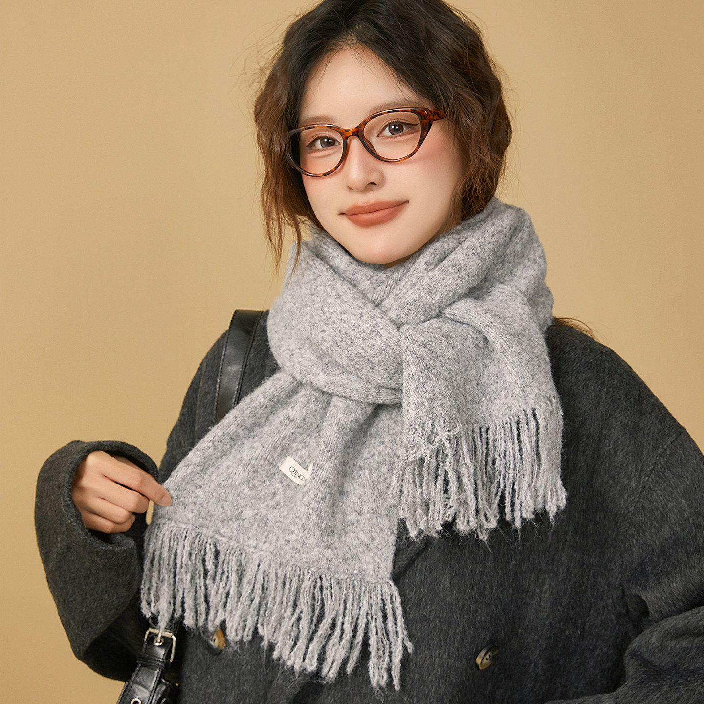 素单舍西灰色亮片高级感针织围巾女秋冬保暖搭配大衣气质披肩围脖,服饰配件/皮带/帽子/围巾,围巾/丝巾/披肩,淘宝优惠券,粉丝福利购,淘宝优惠卷