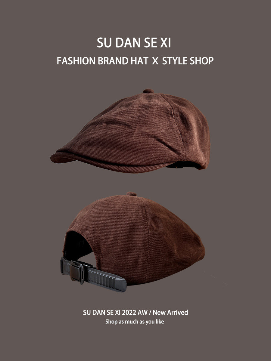 复古反戴前进帽男款战术扣日系贝雷帽女秋冬水洗做旧英伦风报童帽