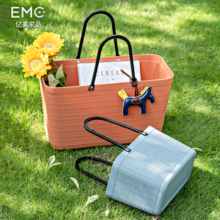 提篮菜篮子手提篮买菜篮子野餐篮水果篮送礼大容量加厚塑料购物篮