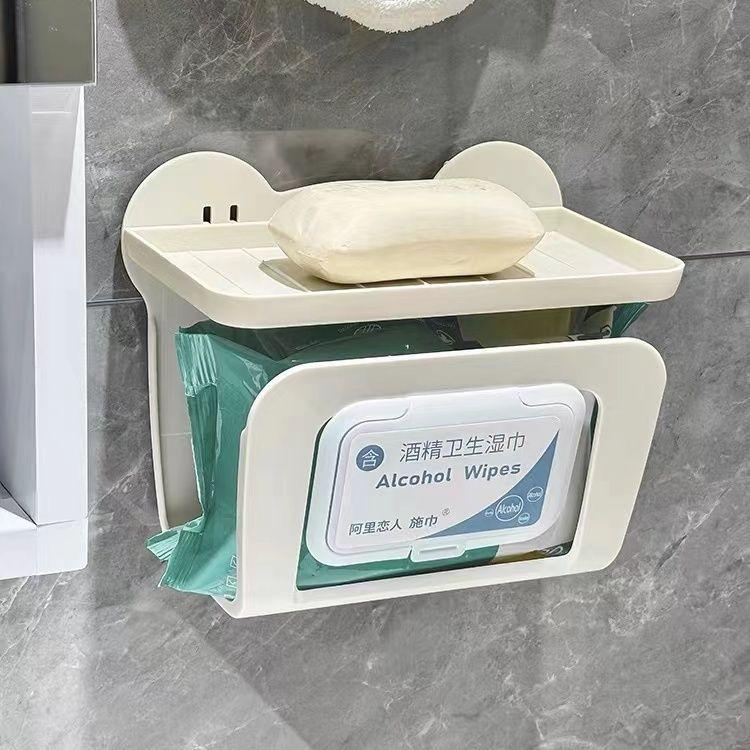 厕所纸巾盒壁挂湿巾收纳盒免打孔卫生间湿厕纸放置盒卫生纸置物架