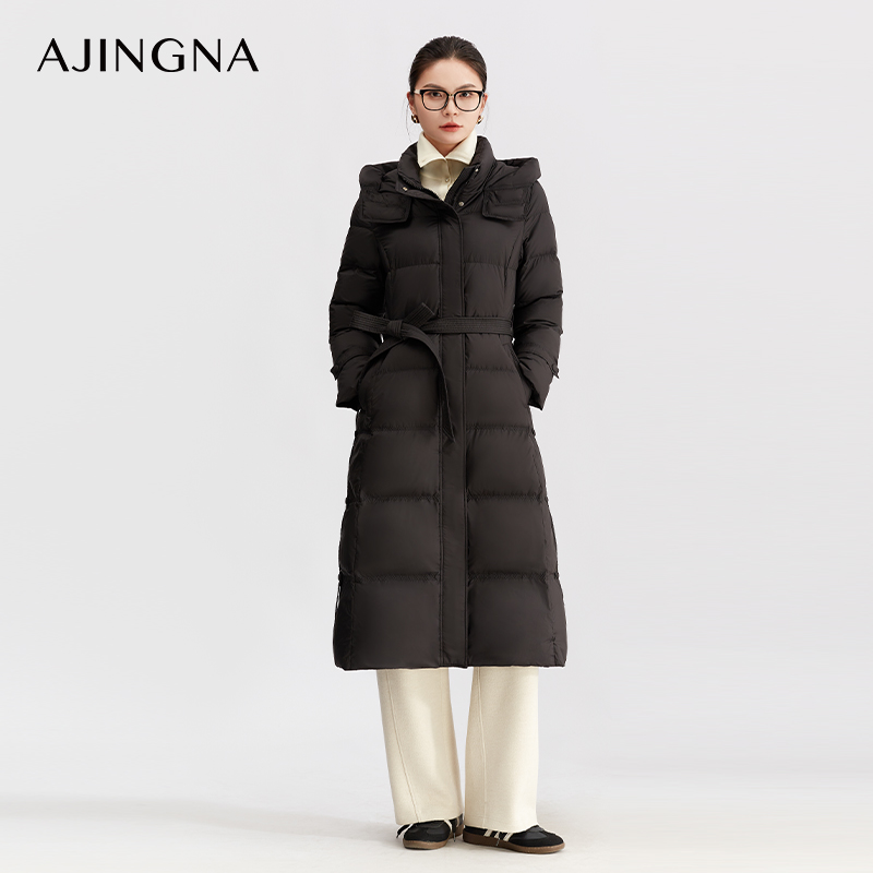 【商场同款】阿菁娜冬季新款鸭绒长款羽绒服休闲两穿A30D516067