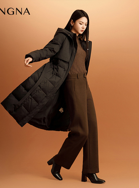 【商场同款】阿菁娜冬季新款简约长款收腰羽绒服A29D216013