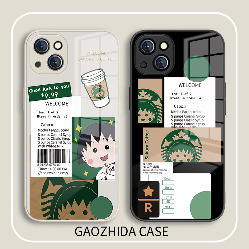 苹果苹果14玻璃小众卡通全包