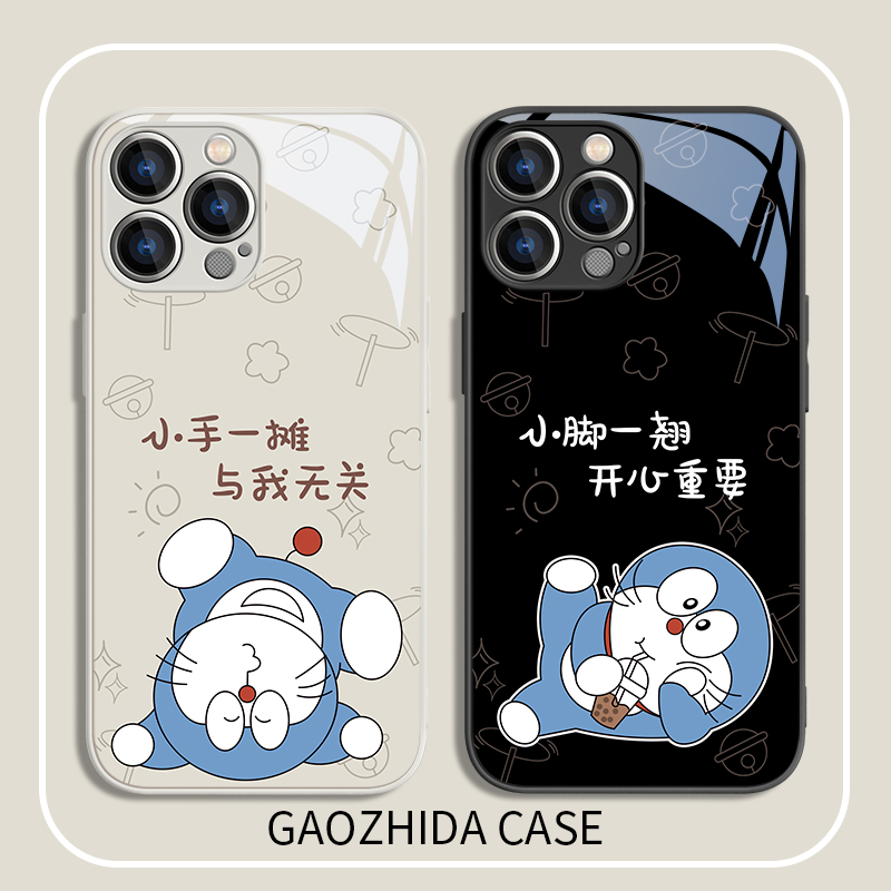 任意机型卡通叮当猫搞怪文字玻璃