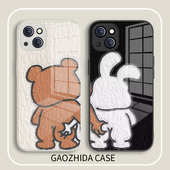 适用苹果14Pro手机壳15Pro兔子iPhone12promax搞怪13mini小熊11趣味17情侣款 8plus抓屁股xr卡通se2创意7玻璃