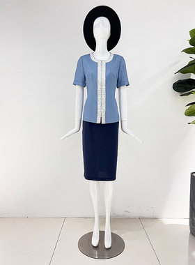 靓诺藏蓝针织西服裙LQ11065A