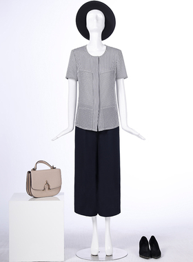 靓诺蓝白条半袖衬衫LC16212B