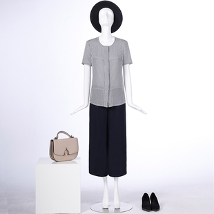 靓诺蓝白条半袖衬衫LC16212B